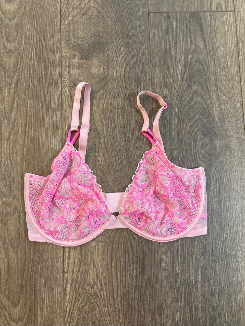 Victoria's Secret Unlined Demi Pink Lace Bra Size 34DDD